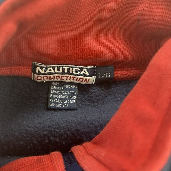 Vintage Nautica Competition Blue With Stripes Full Zip Sweatshirt Jacket Large - Picture 5 of 8
